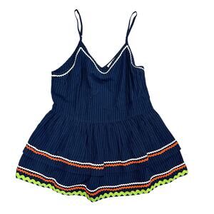 Entro Baby Doll Top Festival Fairy Y2K Retro Style Medium Navy Blue